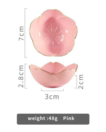 Elegant Cherry Blossom Ceramic Dishes for Seasoning and Trinket Display