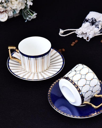 Luxurious Gold-Handled Ceramic Tea & Coffee Cup Collection