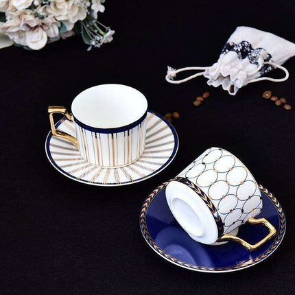Elegant Gold-Accented Ceramic Tea and Coffee Cup Set