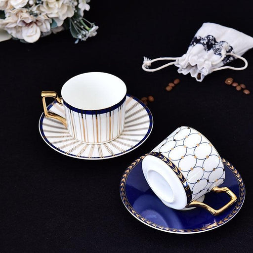 Elegant Ceramic Tea & Coffee Cup Set with Gold Handle - Perfect for Afternoon Tea! - Très Elite