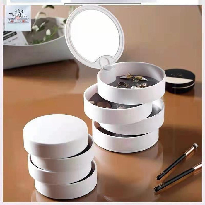 European Elegance Rotating Jewelry Organizer with Built-in Mirror