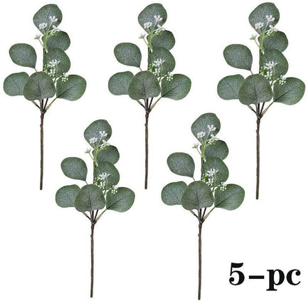 Set of 10 Realistic Eucalyptus Leaf Stems - Perfect for Home and Wedding Decor