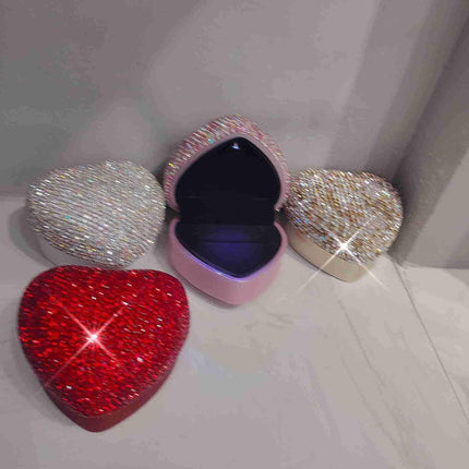 Radiant LED Rhinestone Heart Jewelry Organizer Box