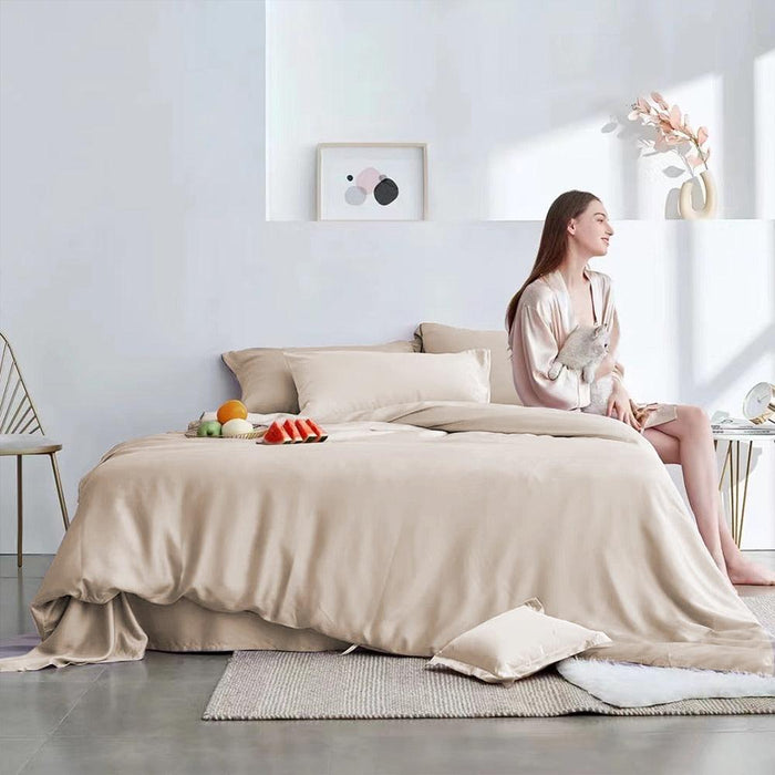 Silk Elegance Bedding Collection with Duvet Cover, Flat Sheet, and Pillowcases