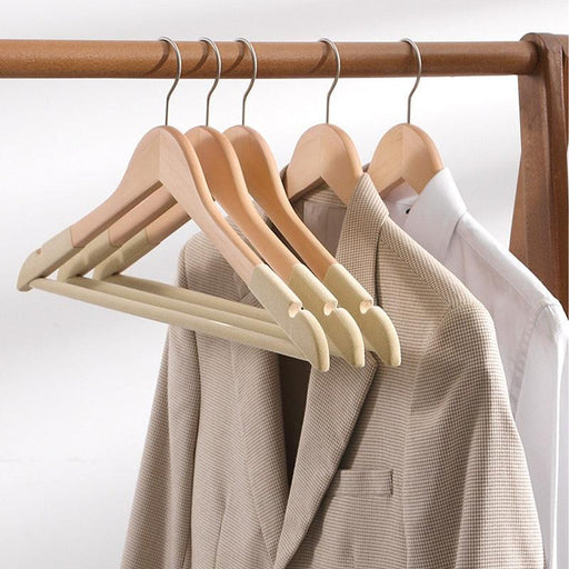 Premium Solid Lotus Wood Clothes Hangers with Non-Slip Velvet Flocking