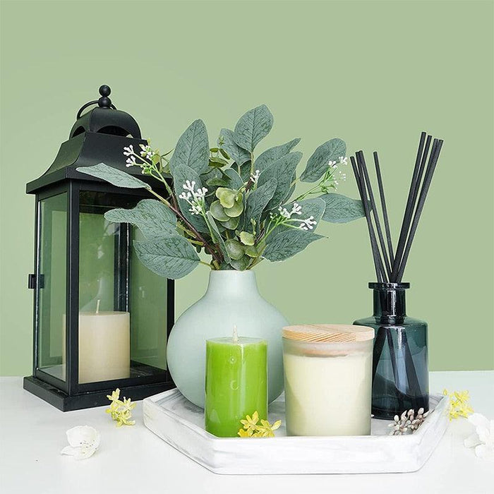 Elegant Set of 10 Artificial Eucalyptus Leaf Stems - Perfect Green Addition