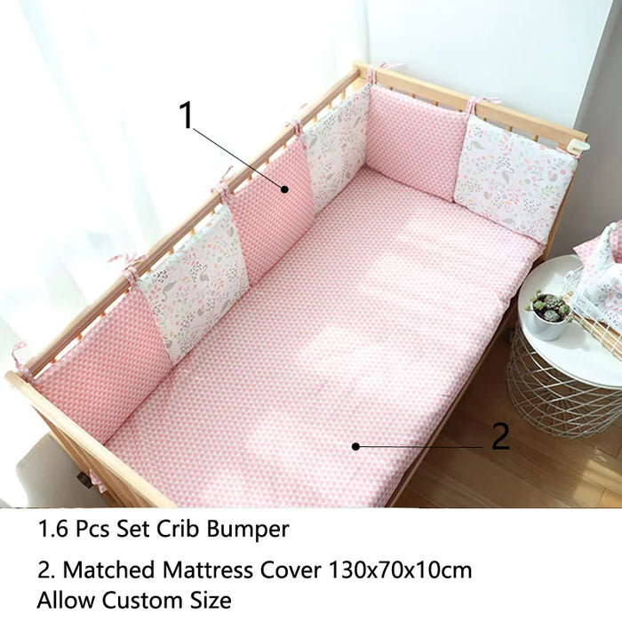 Soft Nordic Cartoon Baby Crib Bumper Set: 6-Piece Bed Protector for Newborns