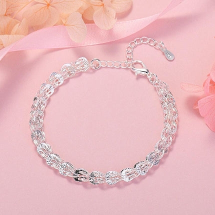 Elegant 925 Sterling Silver Jewelry Set: Bracelet and Necklace for Women
