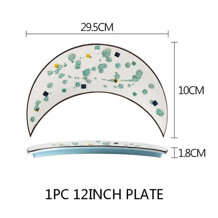 Elevate Your Culinary Experience with the 12 Inch Porcelain Moon Plate - Ideal for Sushi and Beyond!