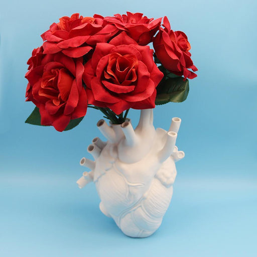Heart Vase Anatomical Heart Shaped Flower Vase Decorative Ornament Craft for Farmhouse Living Room Bedroom Countertop - Très Elite