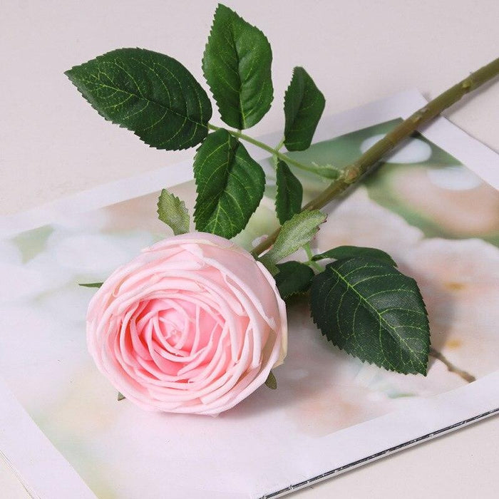 5-Piece Real Touch Moisturizing Rose Flower Branch Home & Wedding Party Decor