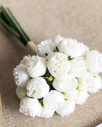 Lavish Silk Peony & Tea Rose Floral Display - 27 Realistic Blooms for Home, Garden & Event Decor