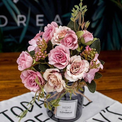 Lifelike Faux Peony Bouquet - 30cm, 7 Vibrant Colors