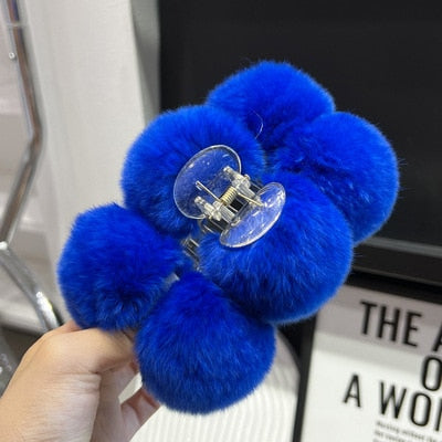 Luxe Rabbit Fur Shark Clip - Chic Hair Claw Accessory