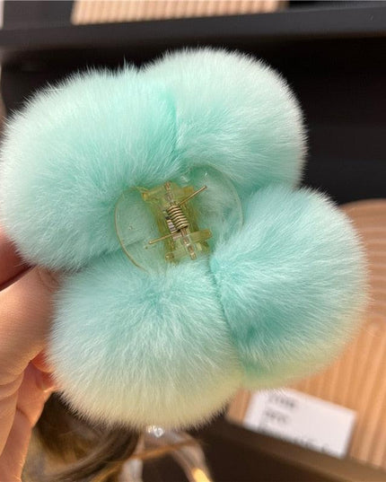 Luxe Rabbit Fur Shark Clip - Chic Hair Claw Accessory