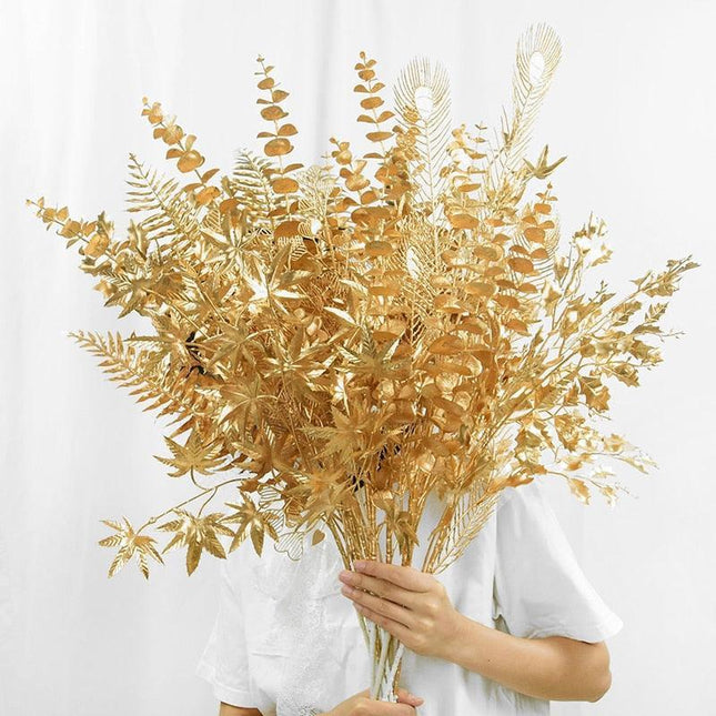 Radiant Golden Faux Botanicals for Home Décor and Celebrations
