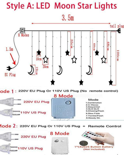 Celestial Dream LED Moon and Star String Lights for Whimsical Decor