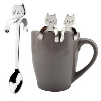 Whimsical Cat-Inspired Stainless Steel Spoon Set in Stylish Tones
