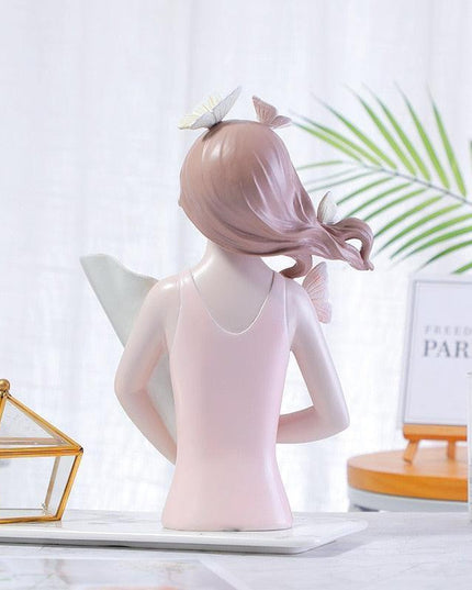 Chic Butterfly Girl Resin Floral Vase - Sophisticated Home Decor Accent