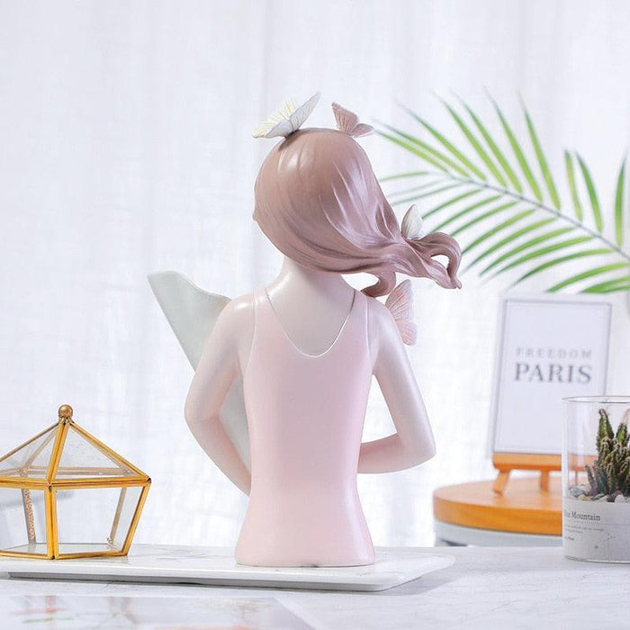 Chic Butterfly Girl Resin Floral Vase - Sophisticated Home Decor Accent