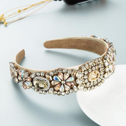 Opulent Floral Rhinestone Hairband - Elegant Botanical Headpiece for Discerning Women