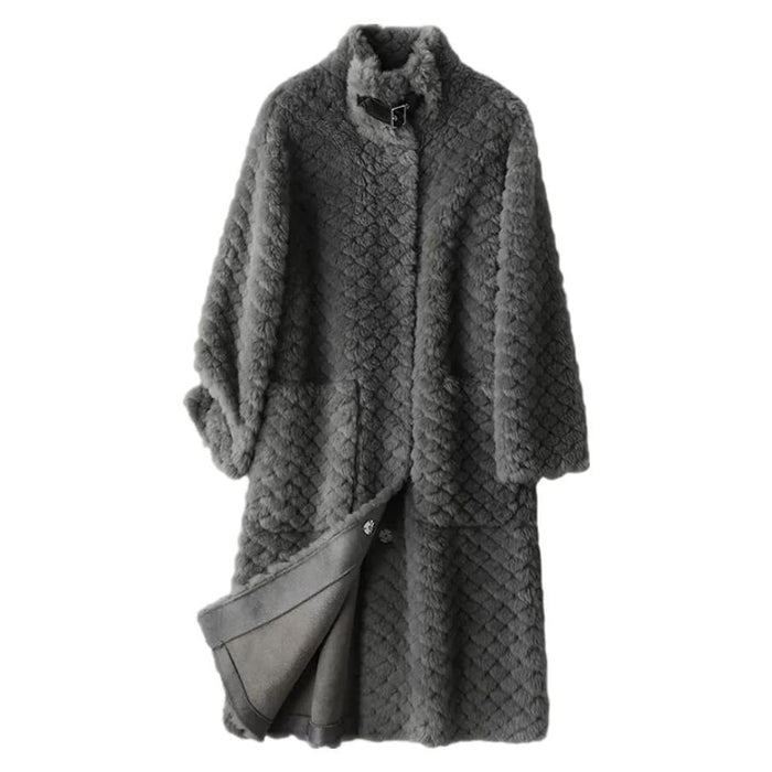 Elegant Women's Wool Fur Coat: Luxurious & Cozy Choice