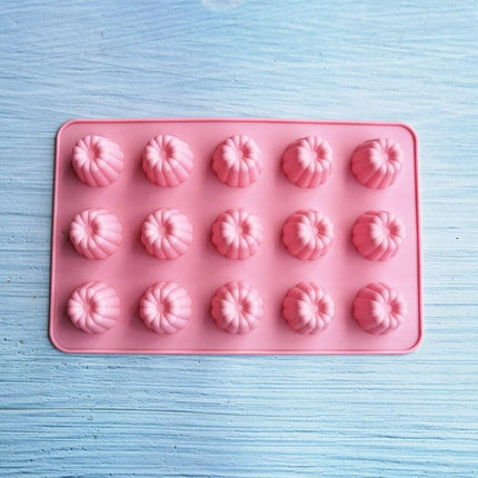 15-Cavity Mini Silicone Bakeware for Cupcakes, Cookies, and Fondant