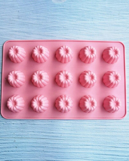 15-Cavity Mini Silicone Bakeware for Cupcakes, Cookies, and Fondant