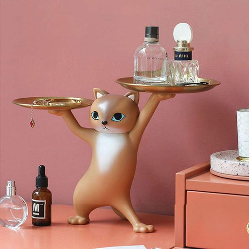 Resin Cat Tray Figurines for Interior Entrance