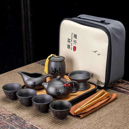 Serenity Sand Ceramic Kung Fu Tea Set for Harmonious Tea Experiences