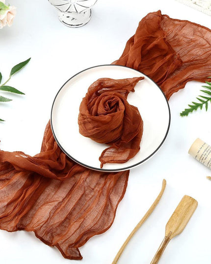 Rustic Elegance Red Maple Cheesecloth Napkin Collection - 10 Premium Polyester Pieces for Stylish Table Decor