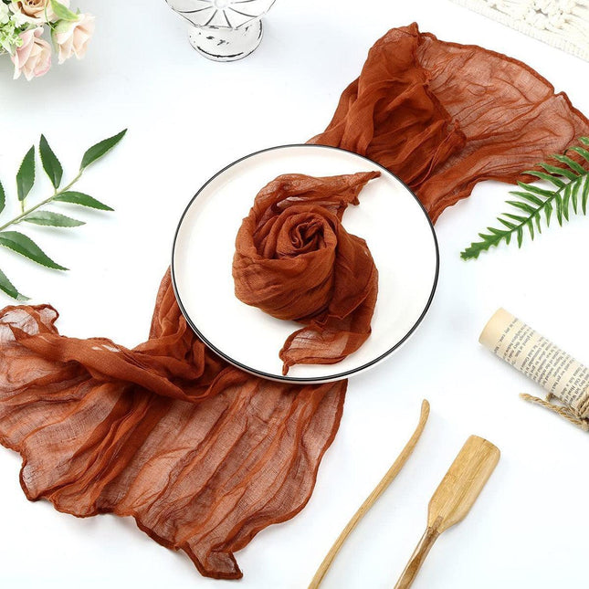 Rustic Elegance Red Maple Cheesecloth Napkin Collection - 10 Premium Polyester Pieces for Stylish Table Decor