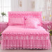 Princess Lace Bedding Set - Bed Skirt, Pillowcases, and Soft Bedspread for Girls, King/Queen Size