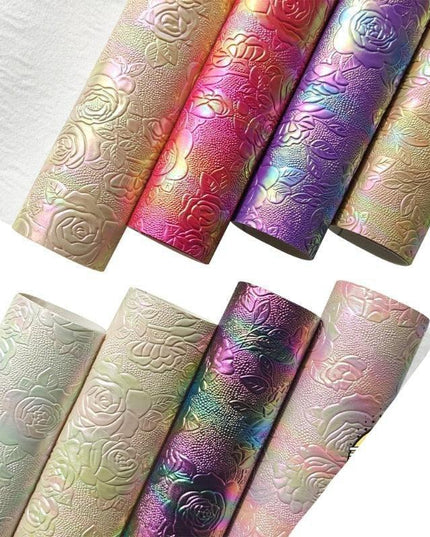 Elegant Rose Embossed Faux Leather Craft Sheets for Creative Projects