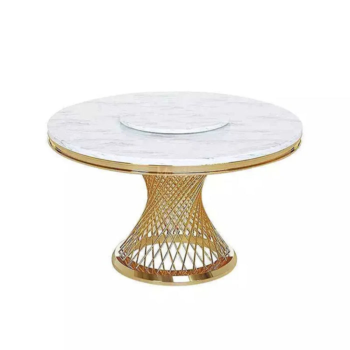 Elegant Marble Dining Table Set with Stainless Steel Legs - Opulent Dining Set for Sophisticated Interiors