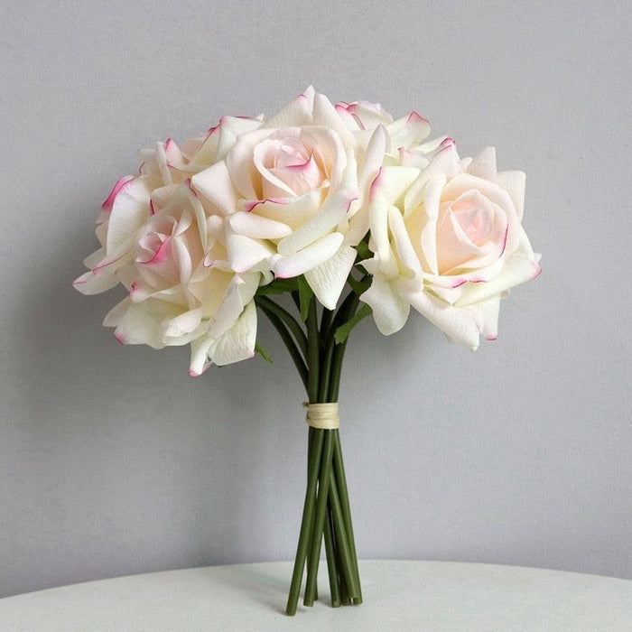 Real Touch Washable Rose Hand Flower Mini Bunch - Wedding Room Decor