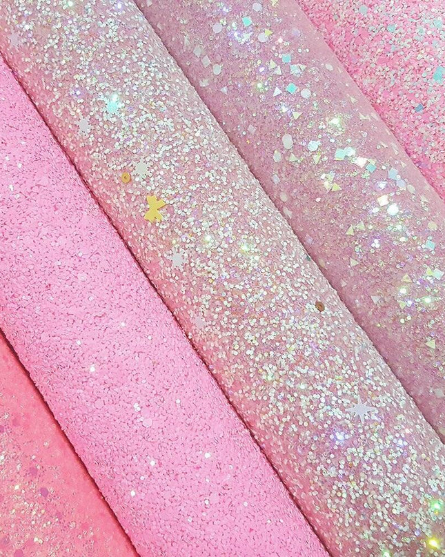 Glamorous Rose Pink Chunky Glitter Fabric Roll for Stunning Handbags and Accessories