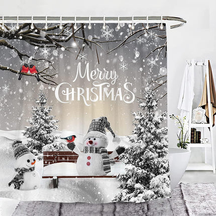 Charming Winter Wonderland Snowman Shower Curtain - Bring Holiday Joy to Your Bathroom