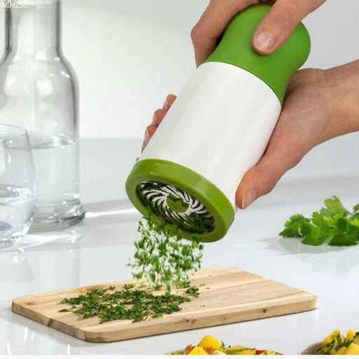 Green Stainless Steel Herb Grinder and Spice Chopper with Condiment Container - Kitchen Essential for Fresh Flavors