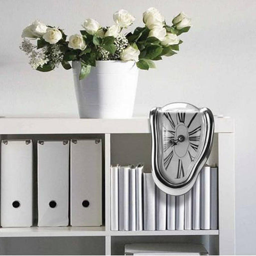 Surreal Melting Distorted Wall Clock - Salvador Dali Style-Home Décor›Decorative Accents›Wall Arts & Decor›Mirrors & Wall Clocks-Très Elite-White-Très Elite