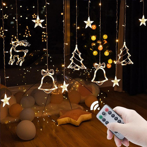 Twinkling LED Moon and Star Curtain Lights for Festive Decor and Special Events