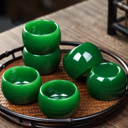Elegant Jade Porcelain Green Tea Cup Set - Luxurious Vert Empire Master Teacup & Kung Fu Brewing Collection
