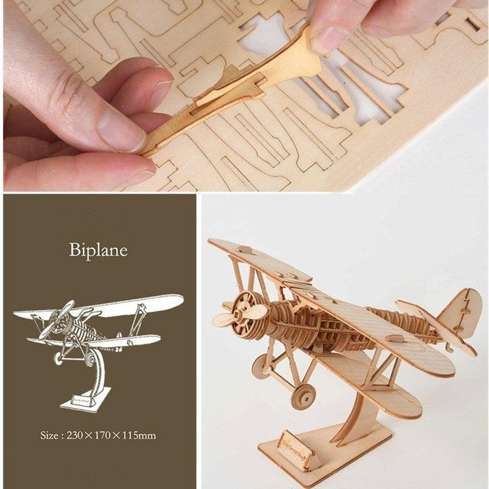 Wooden 3D Puzzle Toy Set - Sailing Ship, Train, and Airplane Models for Creative Learning