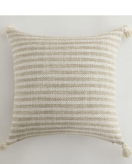 Chic Cream White Reversible Tassel Pillow Cover with Stylish Patterns