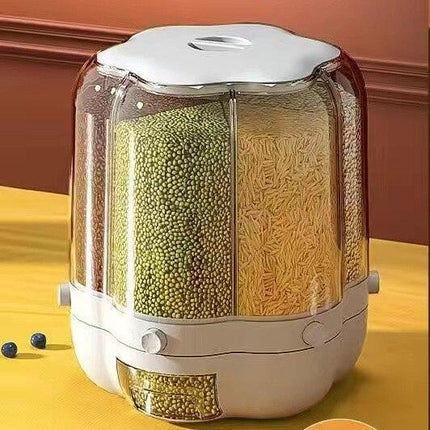 Innovative Rotating Grain Storage Container - Seamless Kitchen Organization Solution