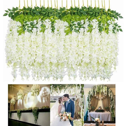 36-Piece Realistic Wisteria Floral Vines for Elegant Weddings and Home Decor