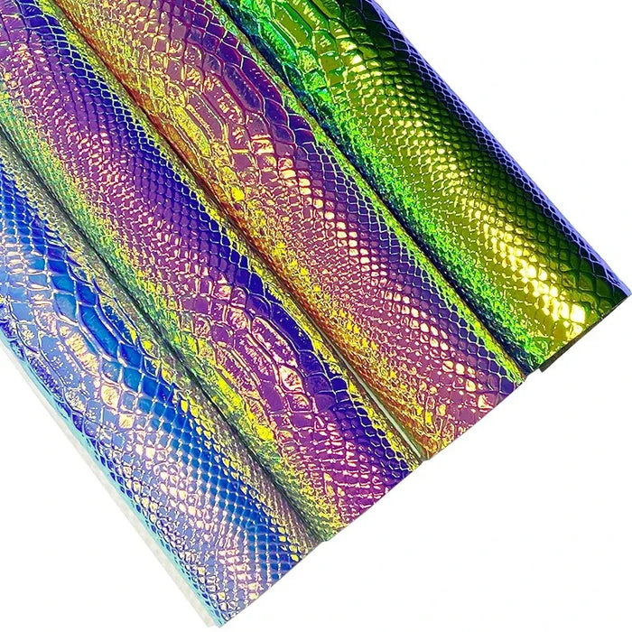 Iridescent Serpent PU Leather - Versatile Creative Fabric