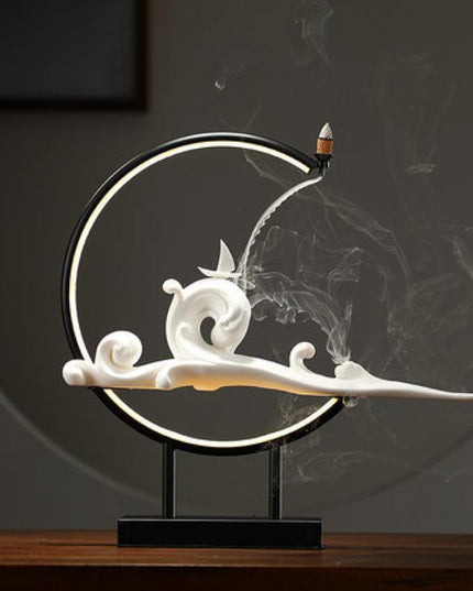 Serene Mountain Stream Backflow Incense Burner Lamp Set - Experience Tranquility and Calm