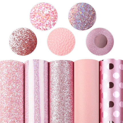 Elegant Pink Lychee Glitter Faux Leather Craft Sheets for Stunning DIY Projects