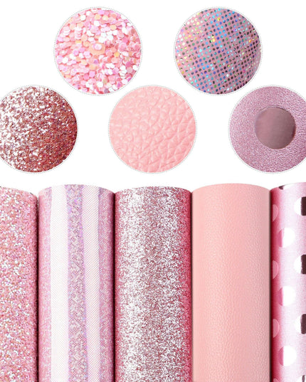 Elegant Pink Lychee Glitter Faux Leather Craft Sheets for Stunning DIY Projects